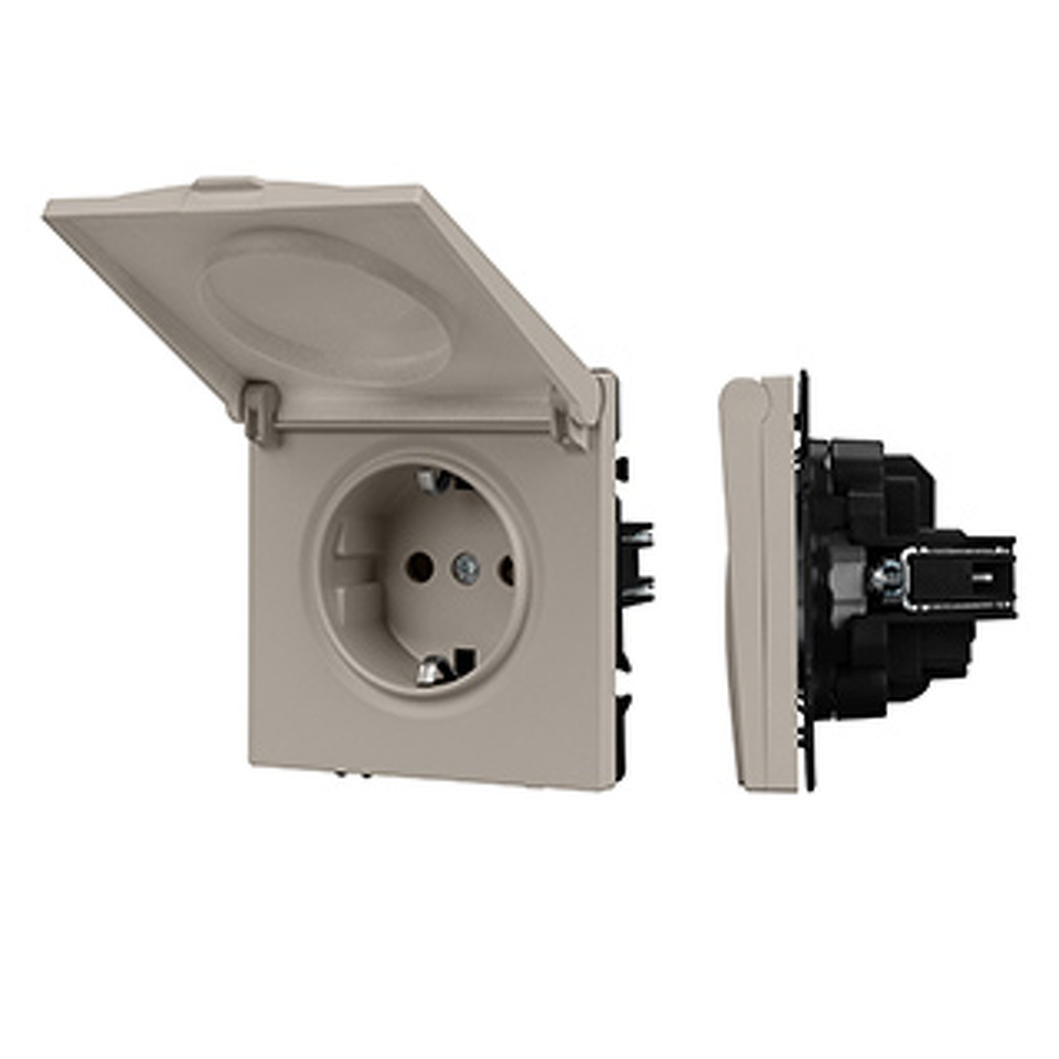 Фото №1  Розетка Arlight Механизм розетки влагозащищённый SCT-NOBE-MCP-SFPL-CA (230V, 16A) ( Кашемир)