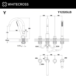 Превью фото №3  Смеситель для ванны на 4 отверстия WHITECROSS Y Y1232GLB (брашированное золото)