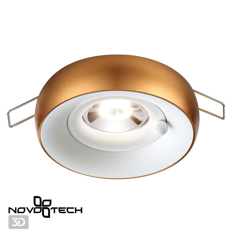 Фото №3  NOVOTECH 370800 SPOT NT21 531 белый/матовое золото Светильник встраиваемый влагозащищенный IP44 GU10 50W 220V WATER