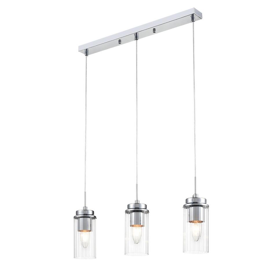 Фото №10  Подвесной светильник LUMION 8102/3A COMFI LN26 408 хром/прозрачный металл/металл Подвес Е14 3*40W 220V ISHA