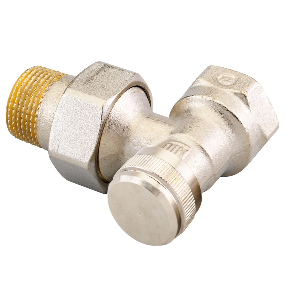 Фото №1  Клапан ручной запорный Danfoss RLV Ду 20 угловой, никелированный