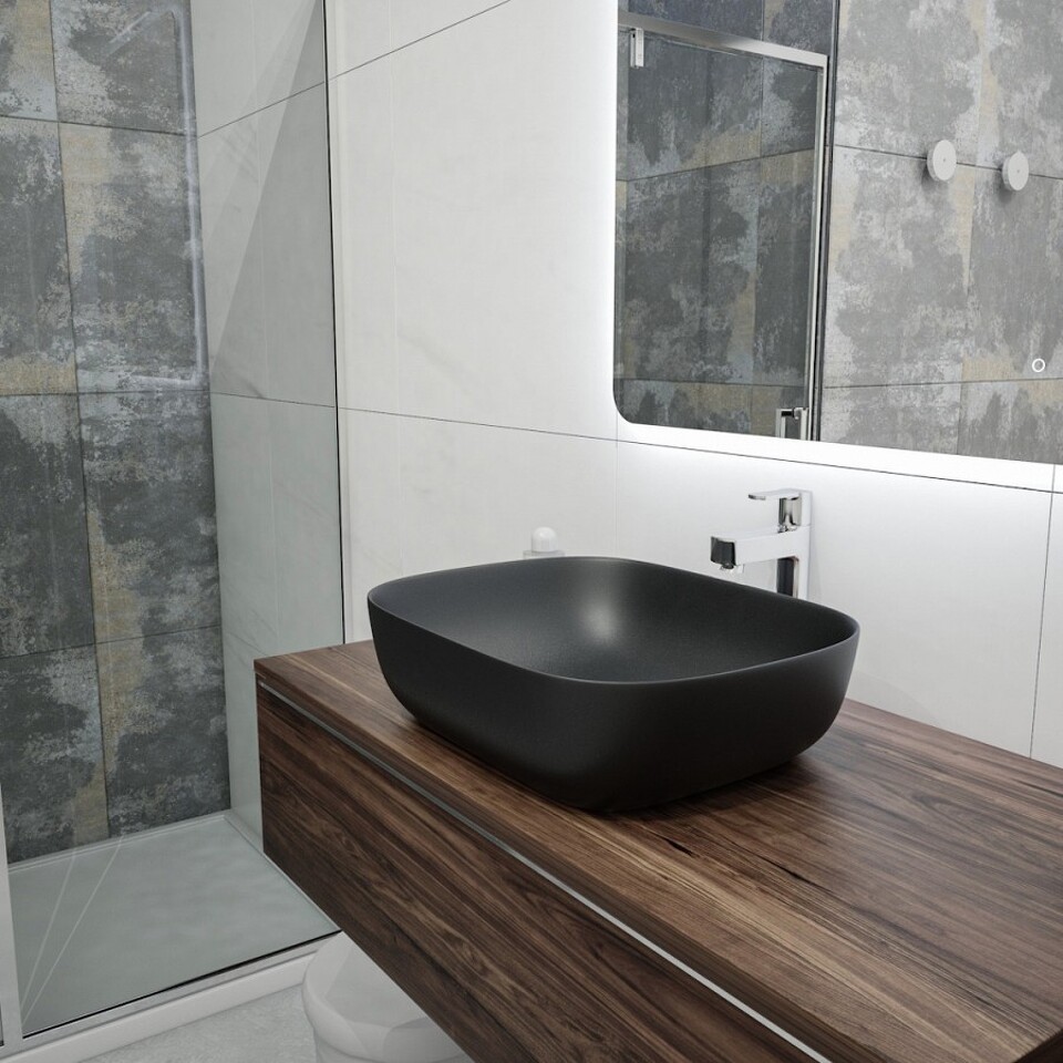 Фото №13  Раковина Teymi Раковина Solli 50 artceramic, накладная, Черная Матовая T50392