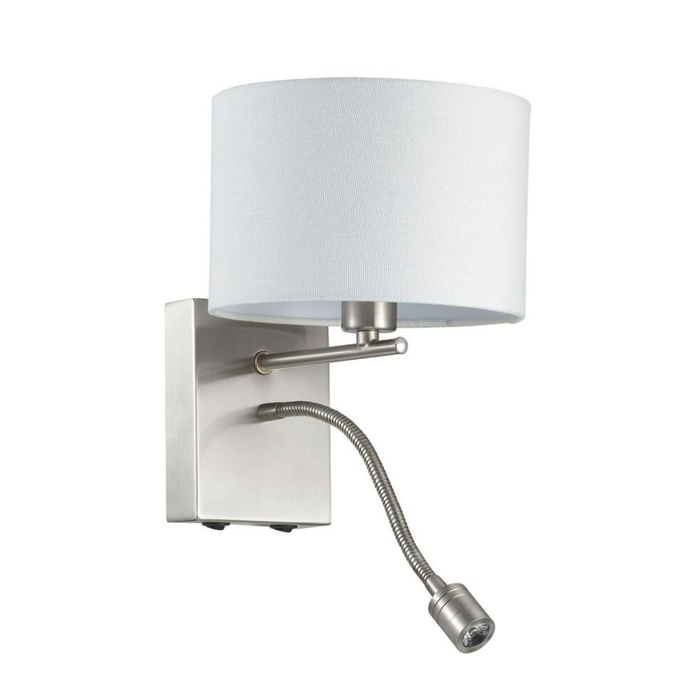 Фото №5  LUMION 3745/1A MODERNI LN26 525 никель/белый, металл/текстиль Бра E14 40W + LED 3W 4000K 220V NIKKI