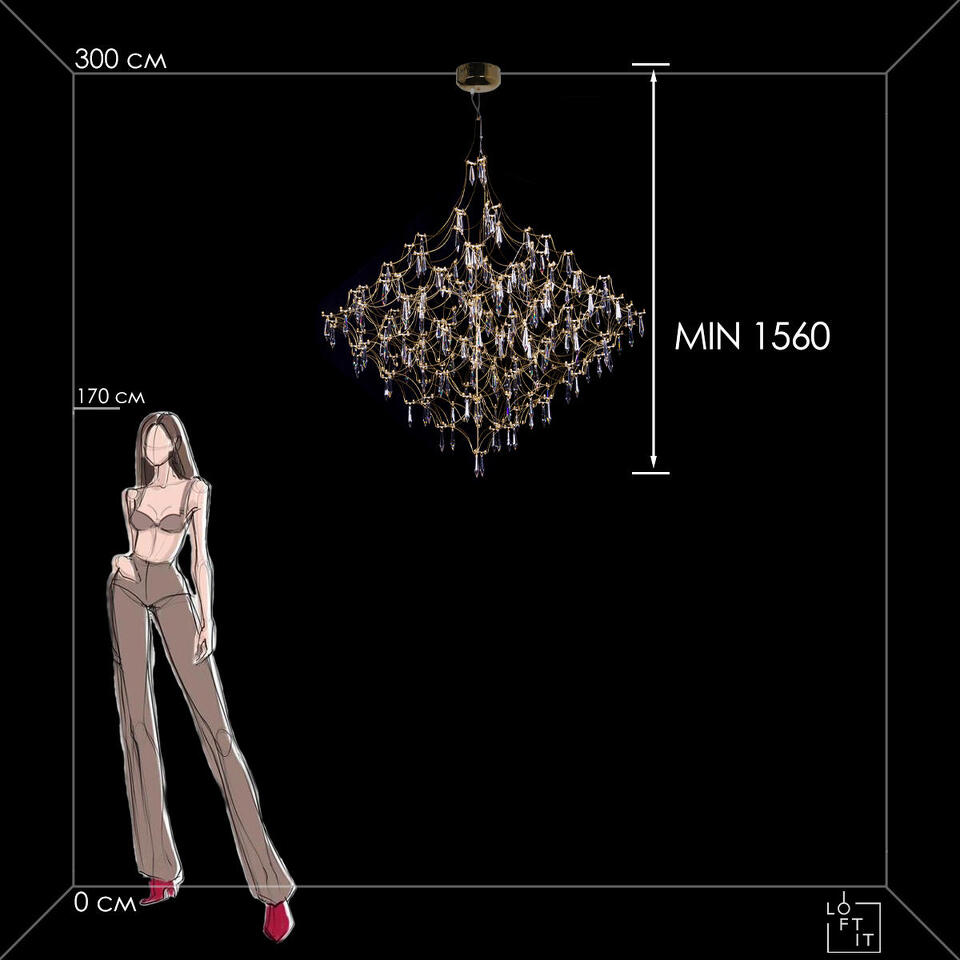 Фото №11  Подвесной светильник 10259/1200 Gold Asfour Подвесной светильник LOFT IT Mira