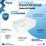 Превью фото №2  Раковина Teymi Раковина для ванной накладная Netta 50 белая T51202