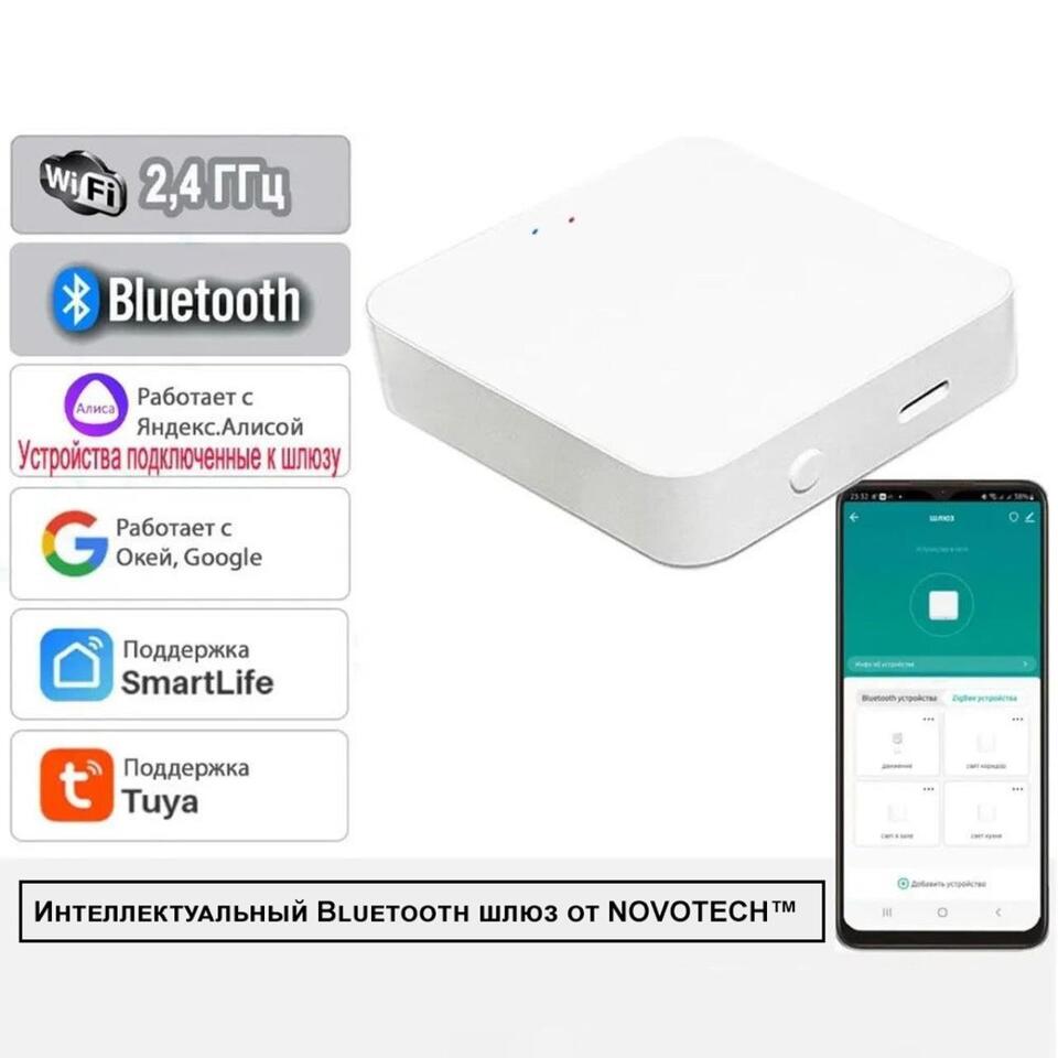 Фото №3  NOVOTECH 359457 GATE NT24 097 белый Интеллектуальный Bluetooth-шлюз Tuya Smart Life для умного дома 2,4ГГц IP20 EASY