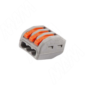 Фото PULSE Клемма 222 с рычажком, 3 порта, для провода 0.5-4.0 кв.мм, ток 16А (TE-222-X3-1)