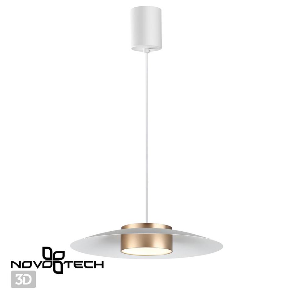 Фото №7  Подвесной светильник NOVOTECH 358895 OVER NT22 386 белый/золото Светильник накладной светодиодный, провод 2м IP20 LED 4000К 18W 220-240V PILZ