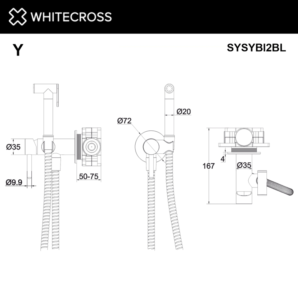 Фото №3  Система для биде скрытого монтажа WHITECROSS Y SYSYBI2BL (черный мат)