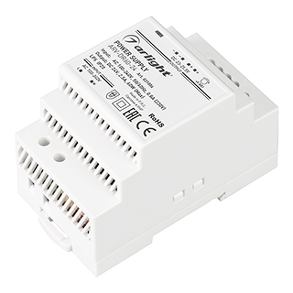 Фото №1  Arlight Блок питания ARV-DR60-24 (24V, 2.5A, 60W) ( IP20 DIN-рейка)