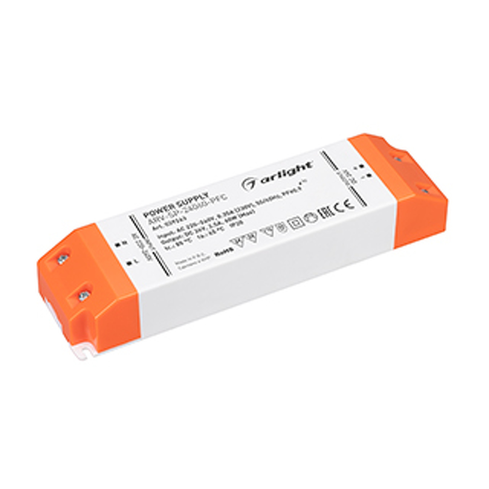 Фото №1  Arlight Блок питания ARV-SP-24060-PFC (24V, 2.5A, 60W) ( IP20 Пластик, 5 лет)