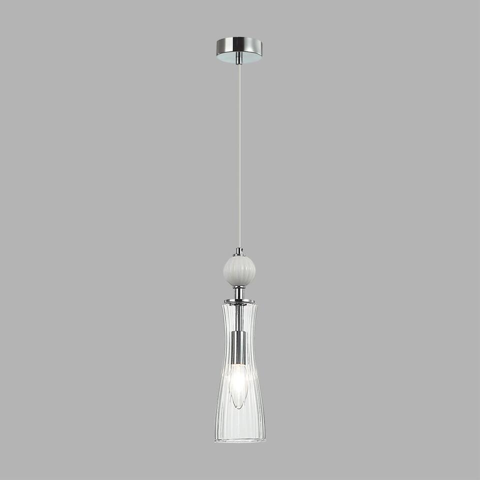 Фото №7  Подвесной светильник LUMION 8268/1A NEOCLASSI LN26 160 хром/белый/прозрачный,  металл/керамика/стекло Подвес Е14 1*40W 220V EMILY