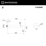 Превью фото №2  Излив настенный 220 мм WHITECROSS Y1202NIB (брашированный никель)