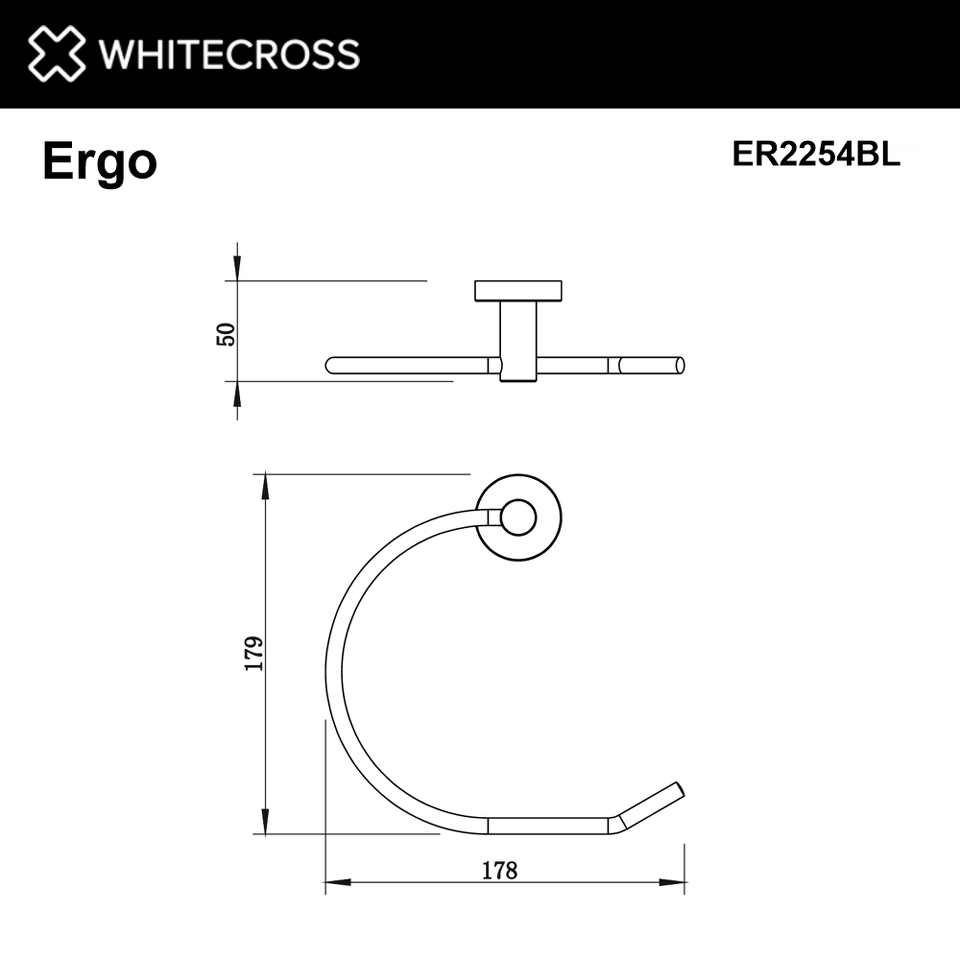 Фото №2  Полотенцедержатель кольцо WHITECROSS Ergo ER2254BL (черный мат)