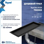 Превью фото №3  Teymi Душевой трап Aina под плитку, с сухим затвором, вертикальный выпуск 10х30 c решеткой, черный T90352