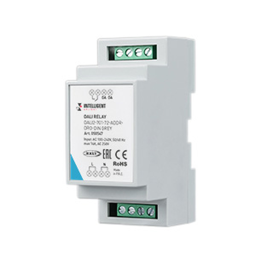Фото №1  IARL INTELLIGENT ARLIGHT Релейный модуль DALI2-701-72-ADDR-DRO-DIN Grey (230V, 1x16A) ( DIN-рейка)