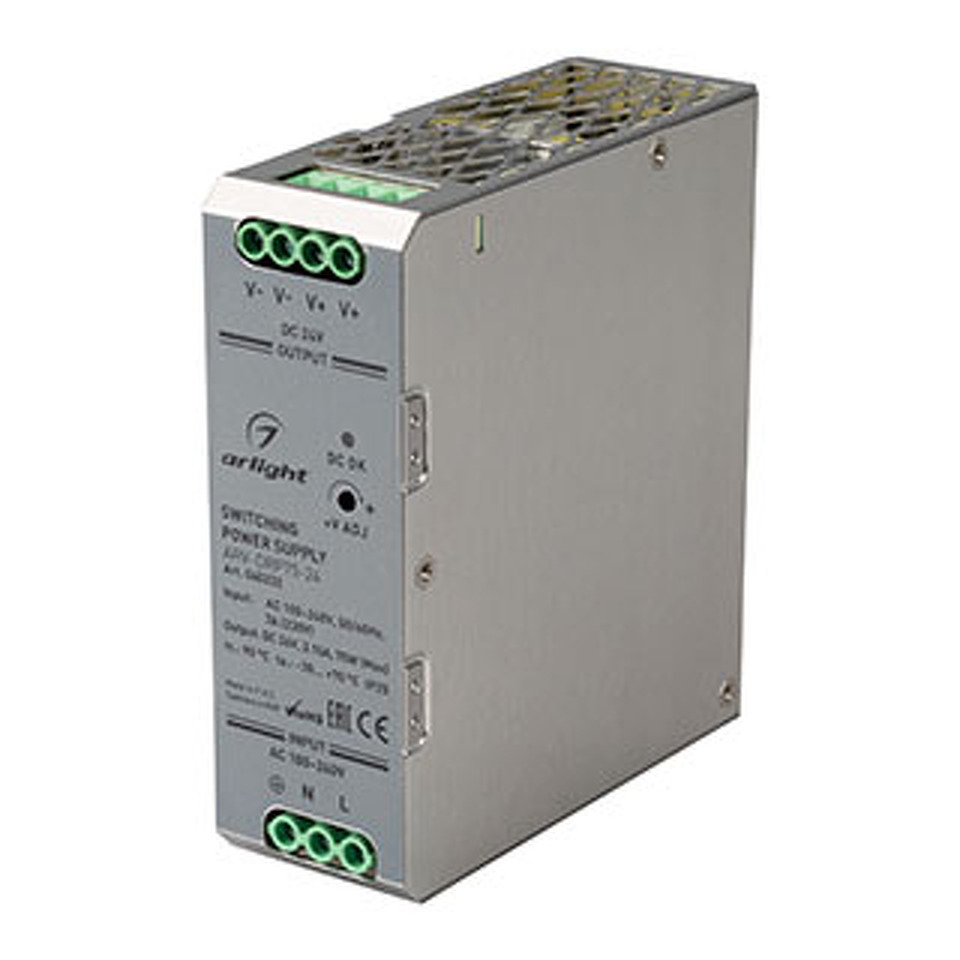 Фото №1  Arlight Блок питания ARV-DRP75-24 (24V, 3.15A, 75W) ( IP20 Металл, 5 лет)