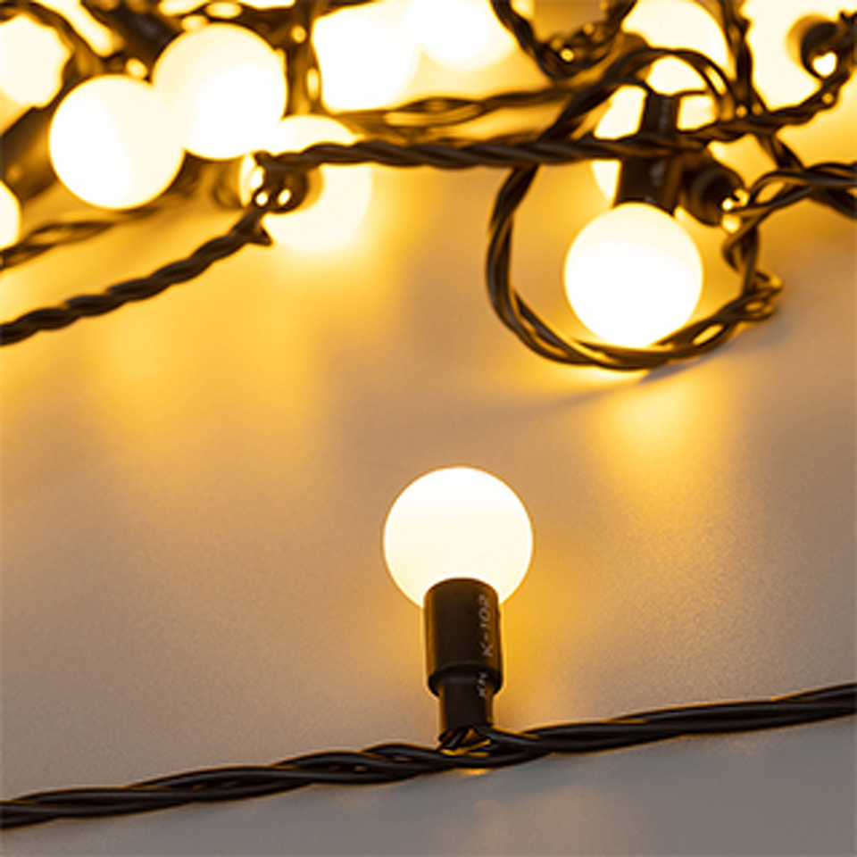 Фото №1  Ardecoled Светодиодная гирлянда ARD-BALL-CLASSIC-D23-10000-BLACK-80LED WARM (230V, 3.5W) ( IP65)
