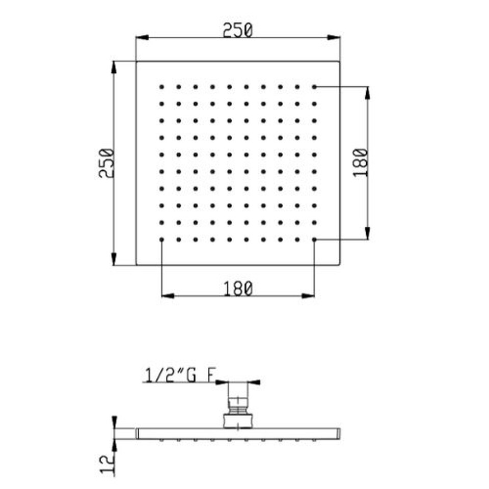 Фото №2  SF094AXX AQUAelite Techno верхний душ, 250x250 мм Матовый белый, HRP 43/04Q