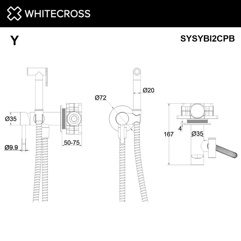 Фото №3  Система для биде скрытого монтажа WHITECROSS Y SYSYBI2CPB (брашированная медь)