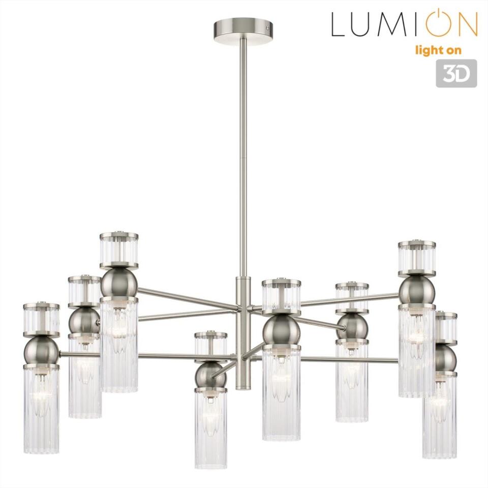 Фото №7  Люстра LUMION 8277/8 MODERNI LN26 164 сатин никель/прозрачный, металл/стекло Люстра Е14 8*40W 220V DENVER