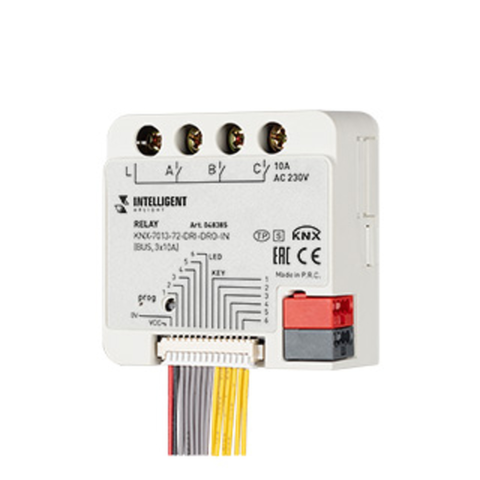 Фото №1  IARL INTELLIGENT ARLIGHT Релейный модуль KNX-7013-72-DRI-DRO-IN (BUS, 3x10A) ( IP20 Пластик, 2 года)