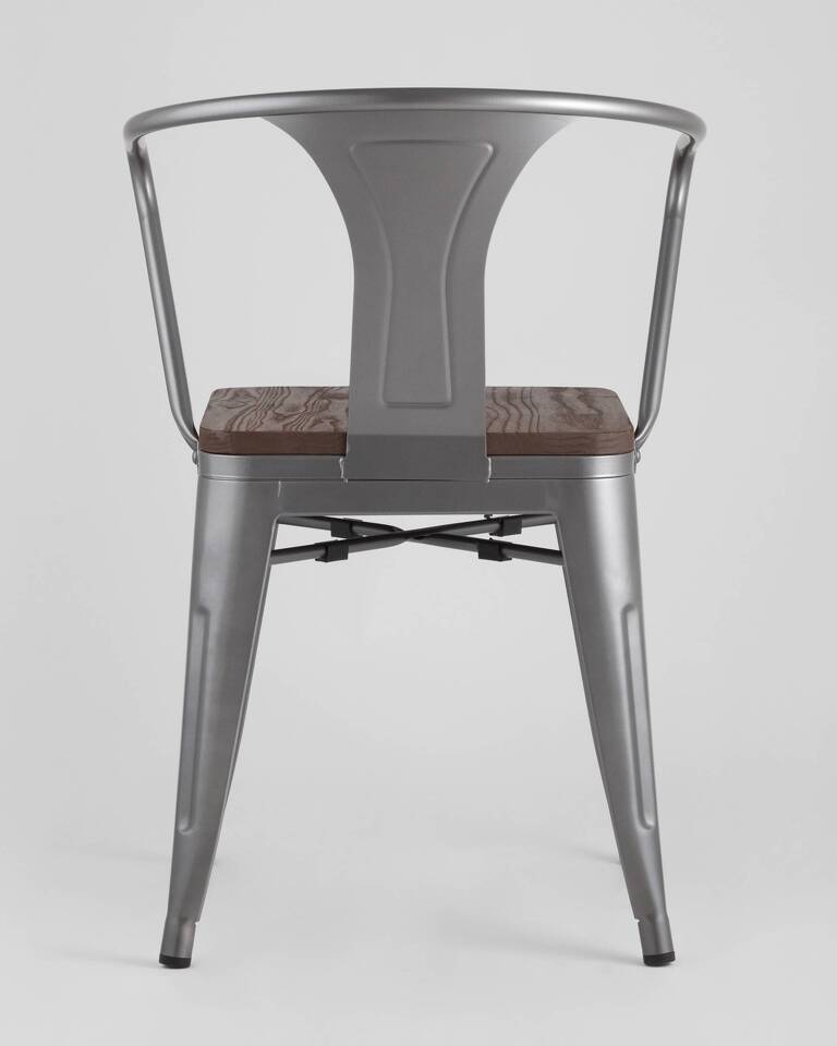 Фото №10  Стул TOLIX ARM WOOD с подлокотниками серебристый