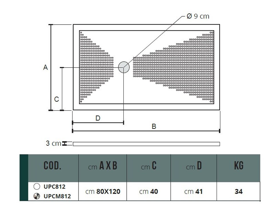 Фото №10  UPC812 / UPCM812 Althea душевой поддон 80х120, 3 см  Матовый белый Plus-Ton®