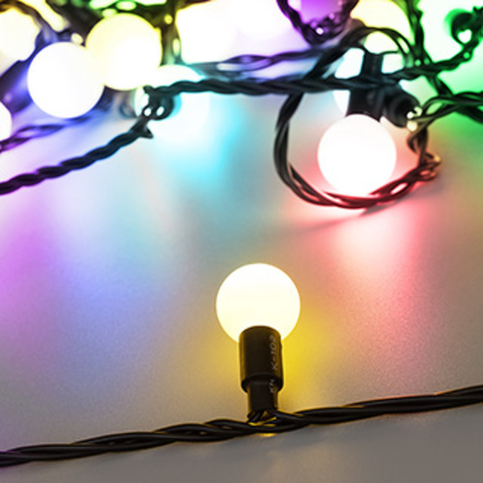 Фото №1  Ardecoled Светодиодная гирлянда ARD-BALL-PRO-D23-10000-BLACK-80LED RGB (230V, 7W) ( IP65)