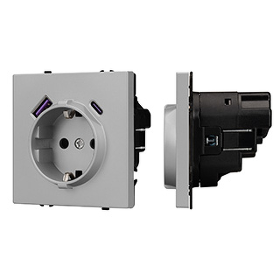 Фото №1  Розетка Arlight Механизм розетки с USB зарядкой SCT-NOBE-MUAC-SFPL-IS (230V, 16A) ( Никель)