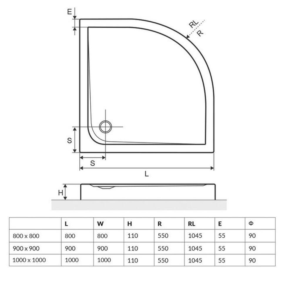Фото №4  EXCELLENT Поддон Sense Compact 80x80 (белый)