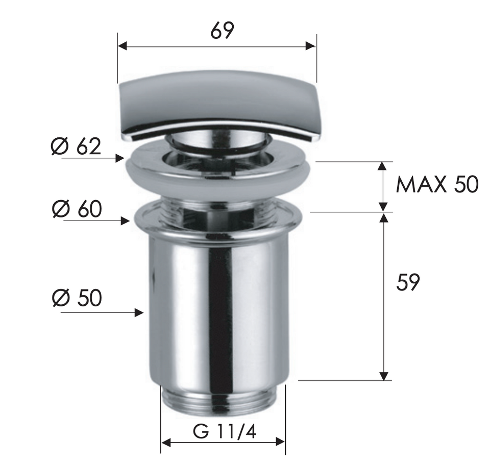 Фото №2  Донный клапан с переливом 1”1/4 Remer 905SCC114