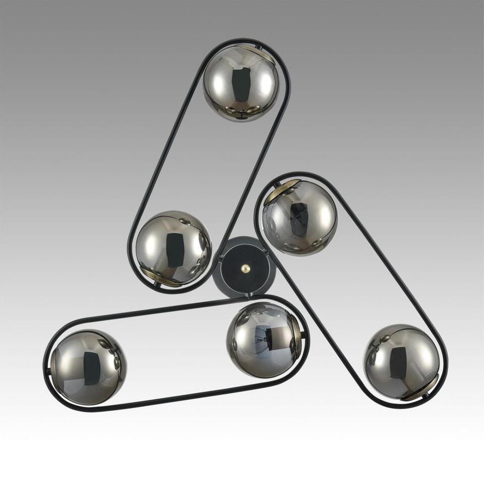 Фото №9  Люстра LUMION 8060/6C COMFI LN24 000 черный/дымчатый металл/стекло Люстра потолочная E27 6*60W 220V CAMILIE