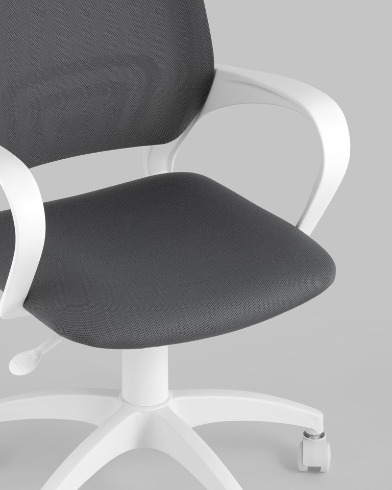 Фото №9  Кресло Кресло офисное Topchairs ST-BASIC-W серая ткань крестовина белый пластик