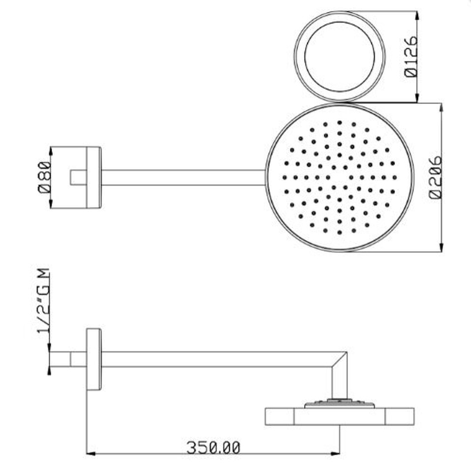 Фото №6  SF127DXX AQUAelite Ninfea верхний душ 200 мм с настенным кронштейном и с лампой 120x120 мм Нержавеющая сталь полир., 02Q