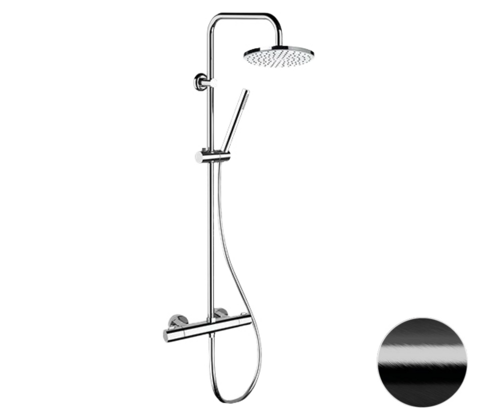 Фото №2  Душевая система термостатическая Remer Elegance EQ32X7MMM20CFP, черный брашированный хром