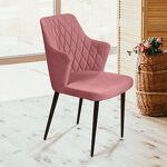 Превью фото №4  Top concept Стул с подлокотниками Хант ромб, бархат пудровый 15 / чёрный конус
