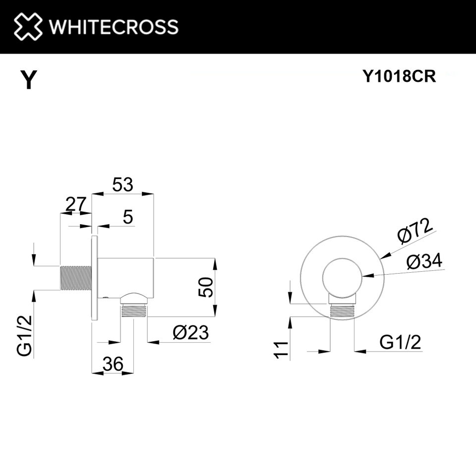 Фото №2  Угловой соединительный элемент WHITECROSS Y1018CR (хром)