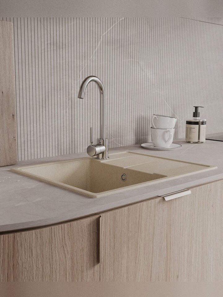 Фото №12  Teymi Мойка для кухни 62х48 бежевая матовая Hanna Smart T120115
