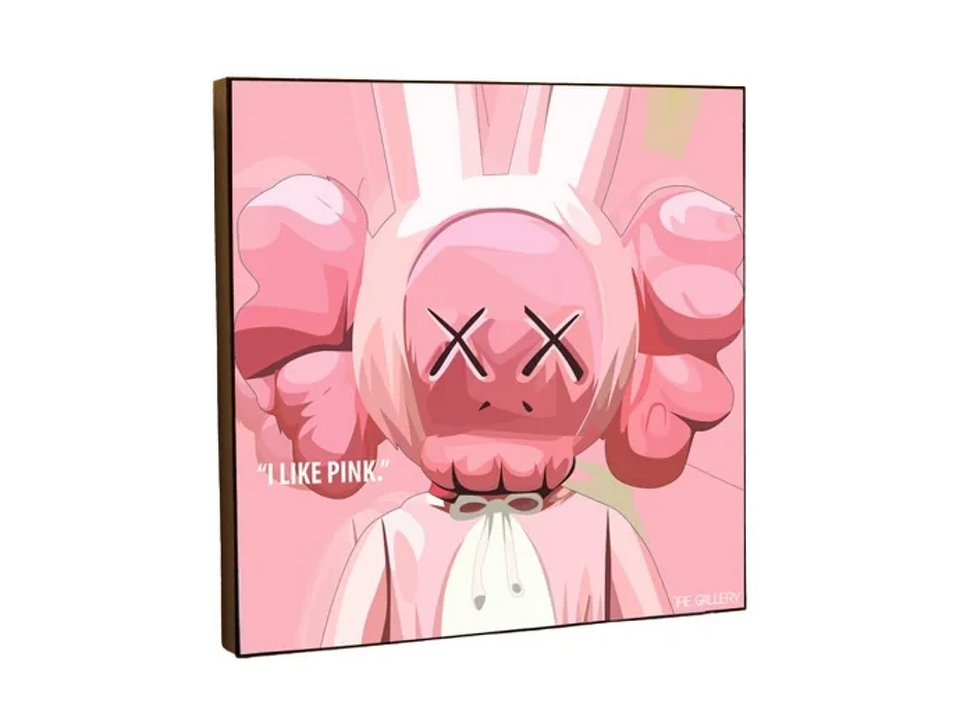 Фото №1  OGOGOHOME Постер на деревянной основе Игрушка Kaws Pink