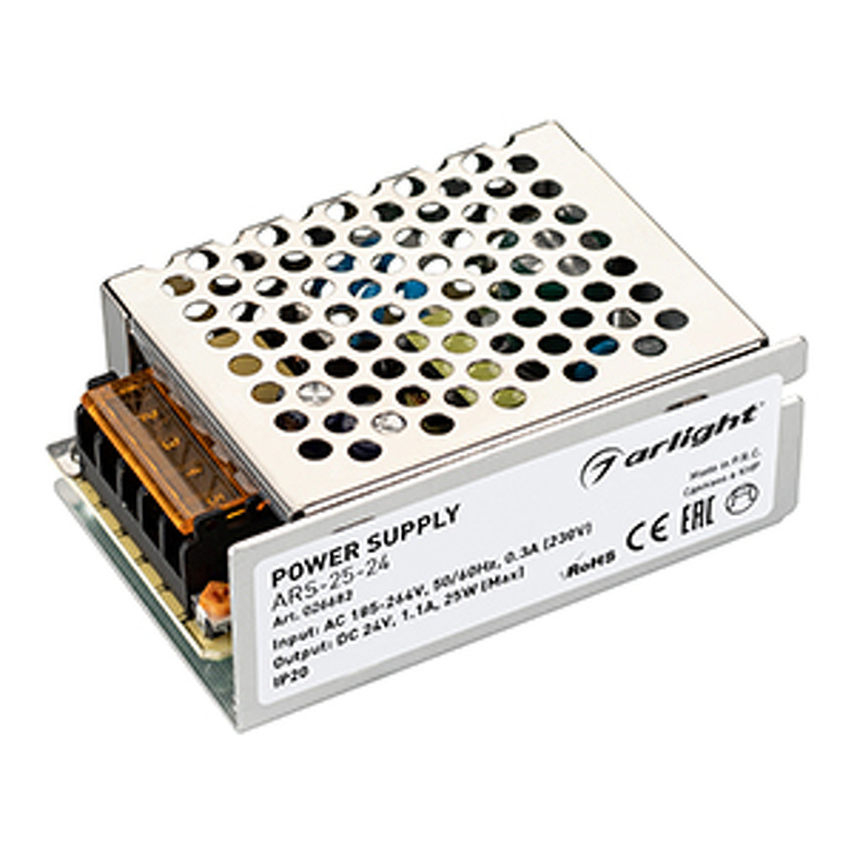 Фото №1  Arlight Блок питания ARS-25-24 (24V, 1.1A, 25W) ( IP20 Сетка, 2 года)
