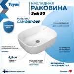 Превью фото №2  Раковина Teymi Раковина Solli 50 artceramic, накладная, белая T50204