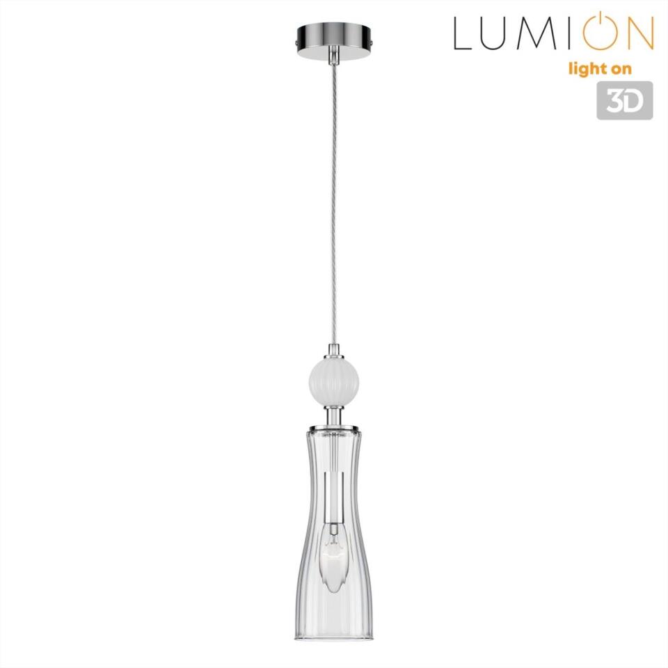 Фото №7  Подвесной светильник LUMION 8268/1A NEOCLASSI LN26 160 хром/белый/прозрачный,  металл/керамика/стекло Подвес Е14 1*40W 220V EMILY