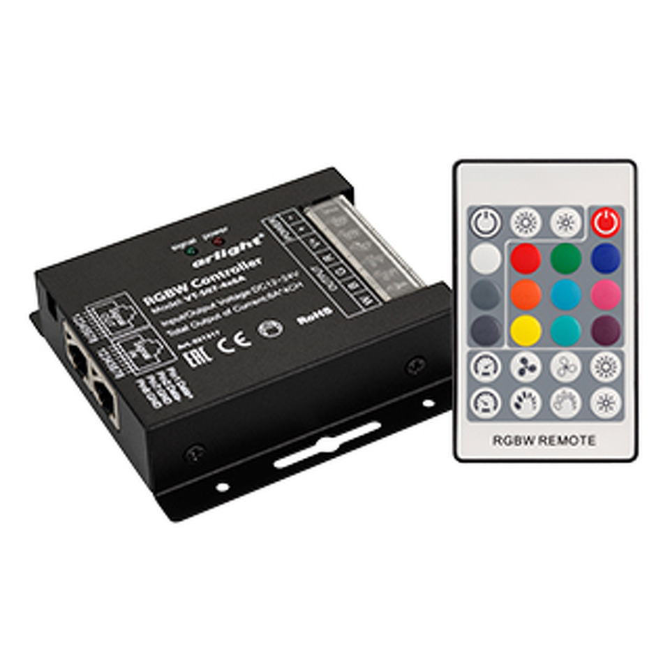 Фото №1  Arlight Контроллер VT-S07-4x6A (12-24V, ПДУ 24 кн, RF) ( IP20 Металл, 3 года)