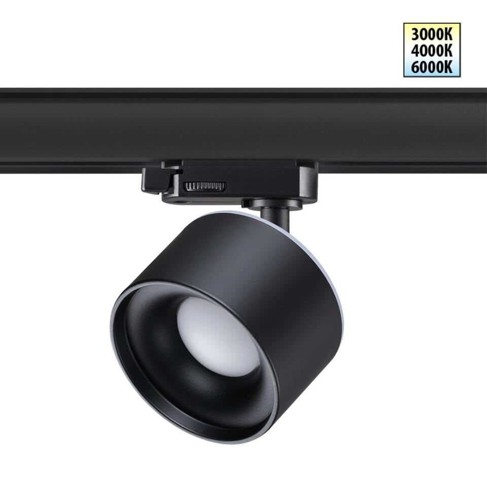 Фото №9  NOVOTECH 358977 PORT NT22 264 черный Трехфазный трековый светильник с переключ. цв. температуры IP20 LED 3000К\4000К\6000К 12W вниз + 3W вверх 110-265V GIRO