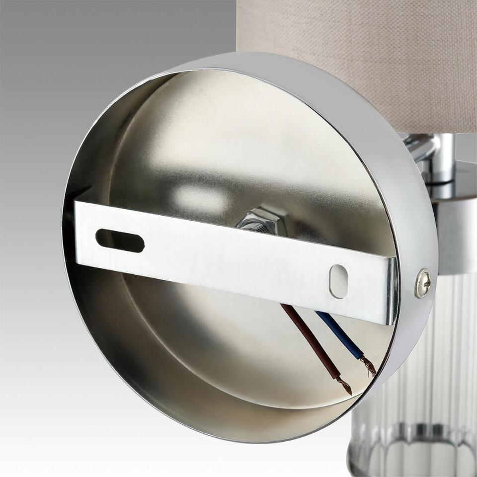 Фото №8  LUMION 6585/1W MODERNI LN26 060 хром/бежевый, металл/текстиль, стекло Бра E14 1*40W 220V ARNIKA