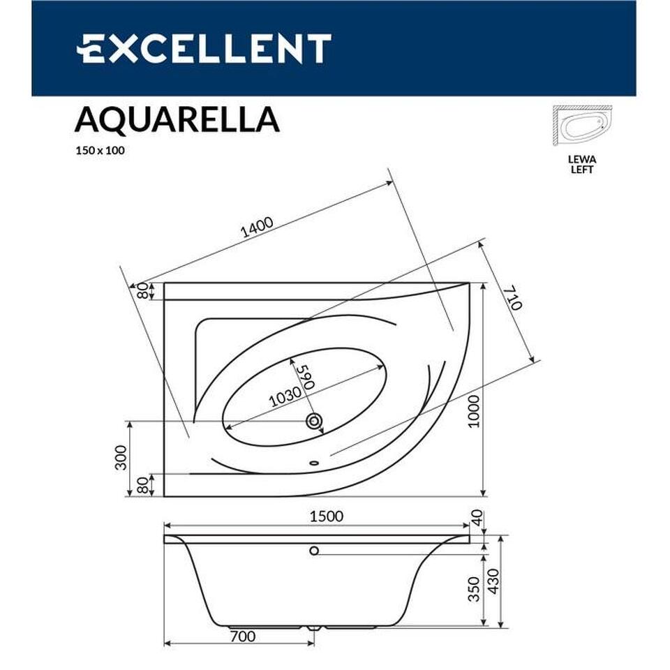 Фото №8  EXCELLENT Ванна Aquarella 150x100 (левая) "SMART" (хром)