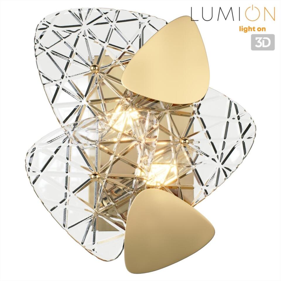 Фото №5  LUMION 6582/2W NEOCLASSI LN26 196 золотой/прозрачный, золотой металл/стекло, металл Настенный светильник E14 2*40W 220V QUEENY