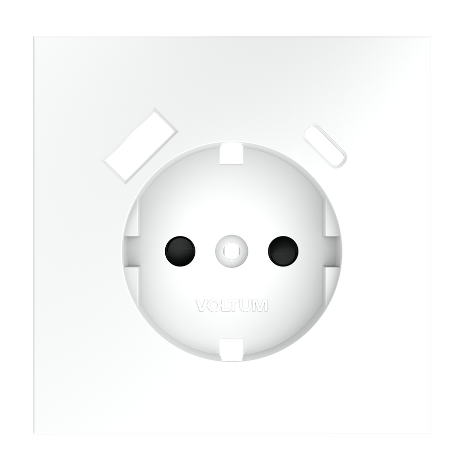 Фото №3  VOLTUM Накладка для розетки с заземлением и защитными шторками, с USB A+C, S70 (белый матовый)