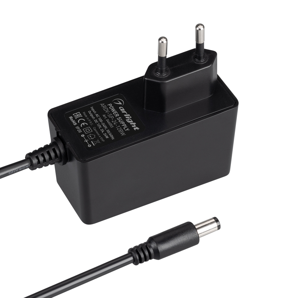 Фото №1  Arlight Блок питания ARDV-SP-24-12BW (12V, 2A, 24W) ( Адаптер, 5 лет)